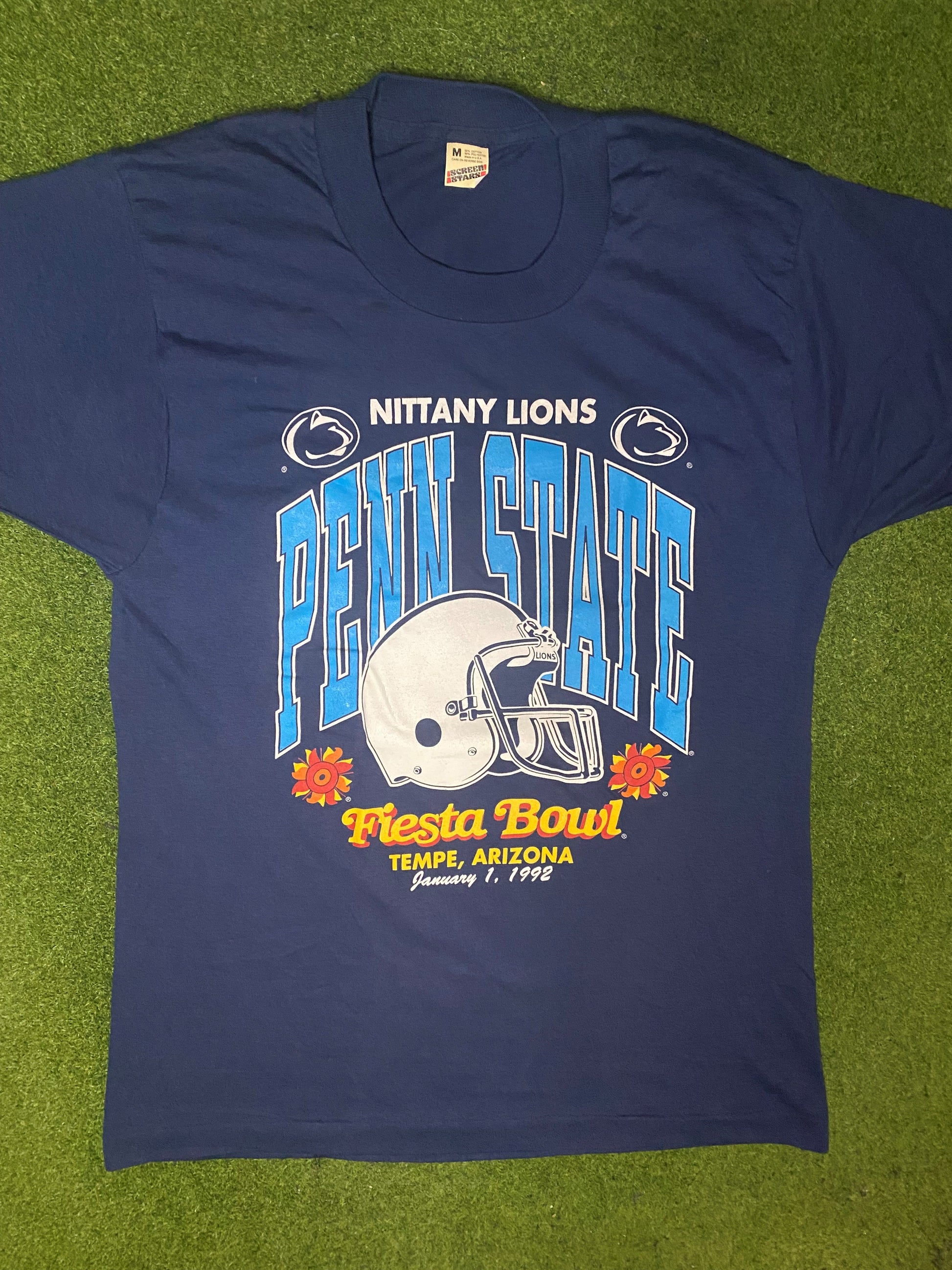 1992 Penn State Nittany Lions - Fiesta Bowl - Vintage College Football T Shirt (Medium) - Gametime Vintage
