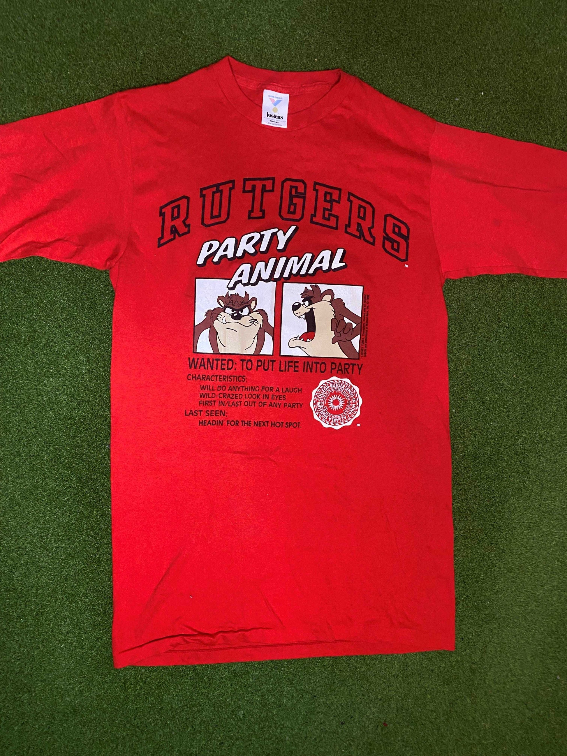 1992 Rutgers Scarlet Knights - Taz crossover - Vintage College Tee Shirt (Medium)