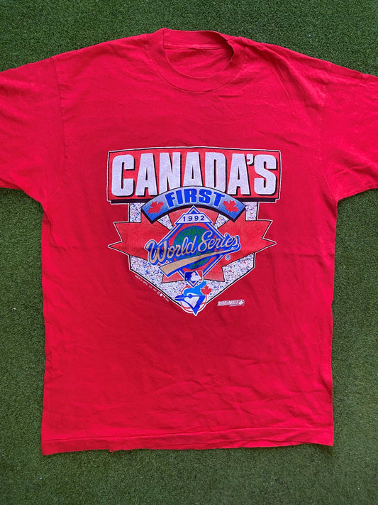 1992 Toronto Blue Jays - Canadas First World Series - Vintage MLB T-Shirt (XL)