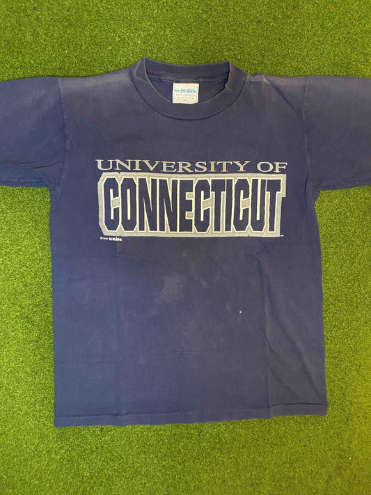 1992 Uconn Huskies - Vintage University T-Shirt (Large)