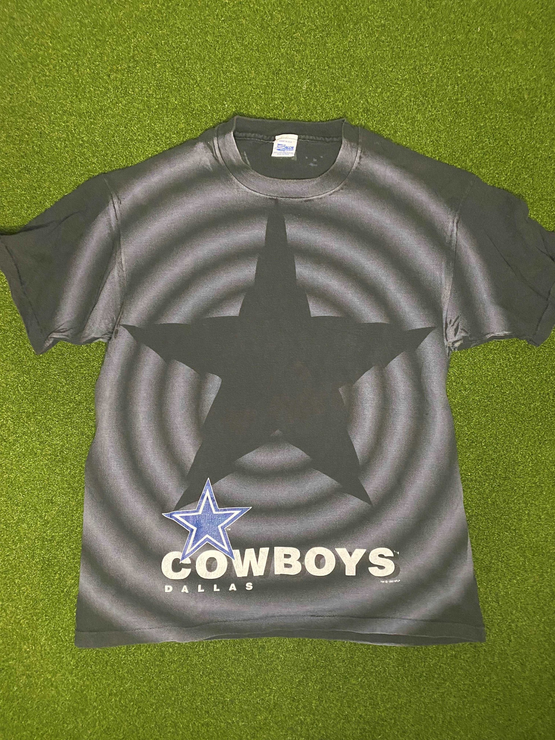 1993 Dallas Cowboys - Print All Over - Vintage NFL Tee Shirt (Large)