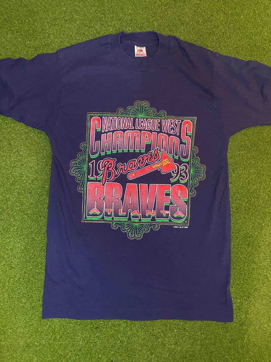 1993 Atlanta Braves - NL Champions - Vintage MLB Tee Shirt (Medium) Gametime Vintage