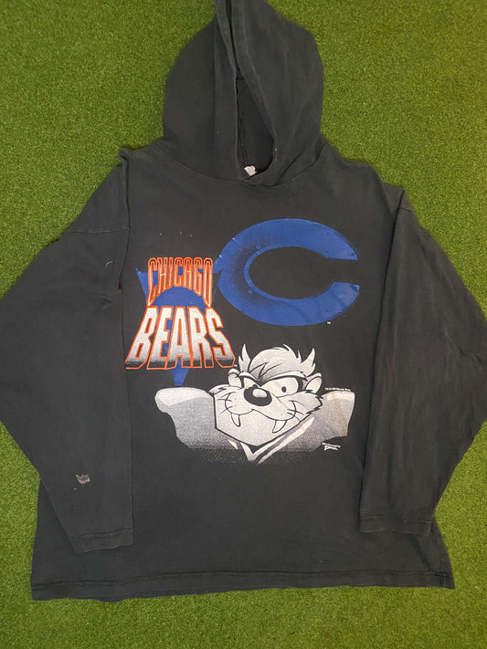 1993 Chicago Bears - Taz Crossovers - Vintage NFL Hoodie (XL) Gametime Vintage