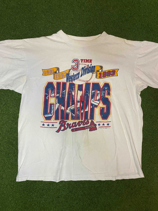 1993 Atlanta Braves - 3x Division Champions - Vintage MLB Tee Shirt (Large)