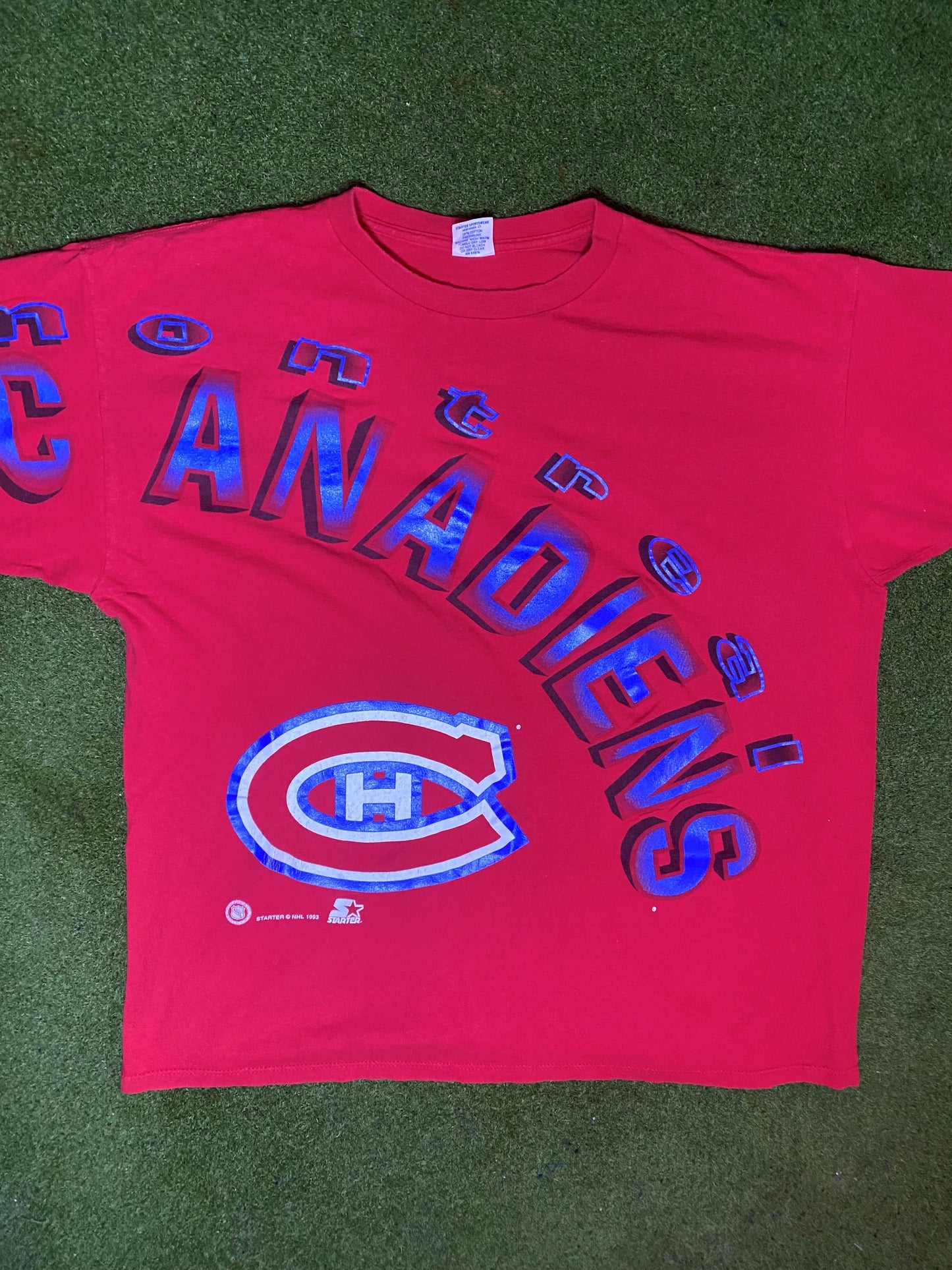 1993 Montreal Canadiens - All Over Print - Vintage NHL T-Shirt (XL) 