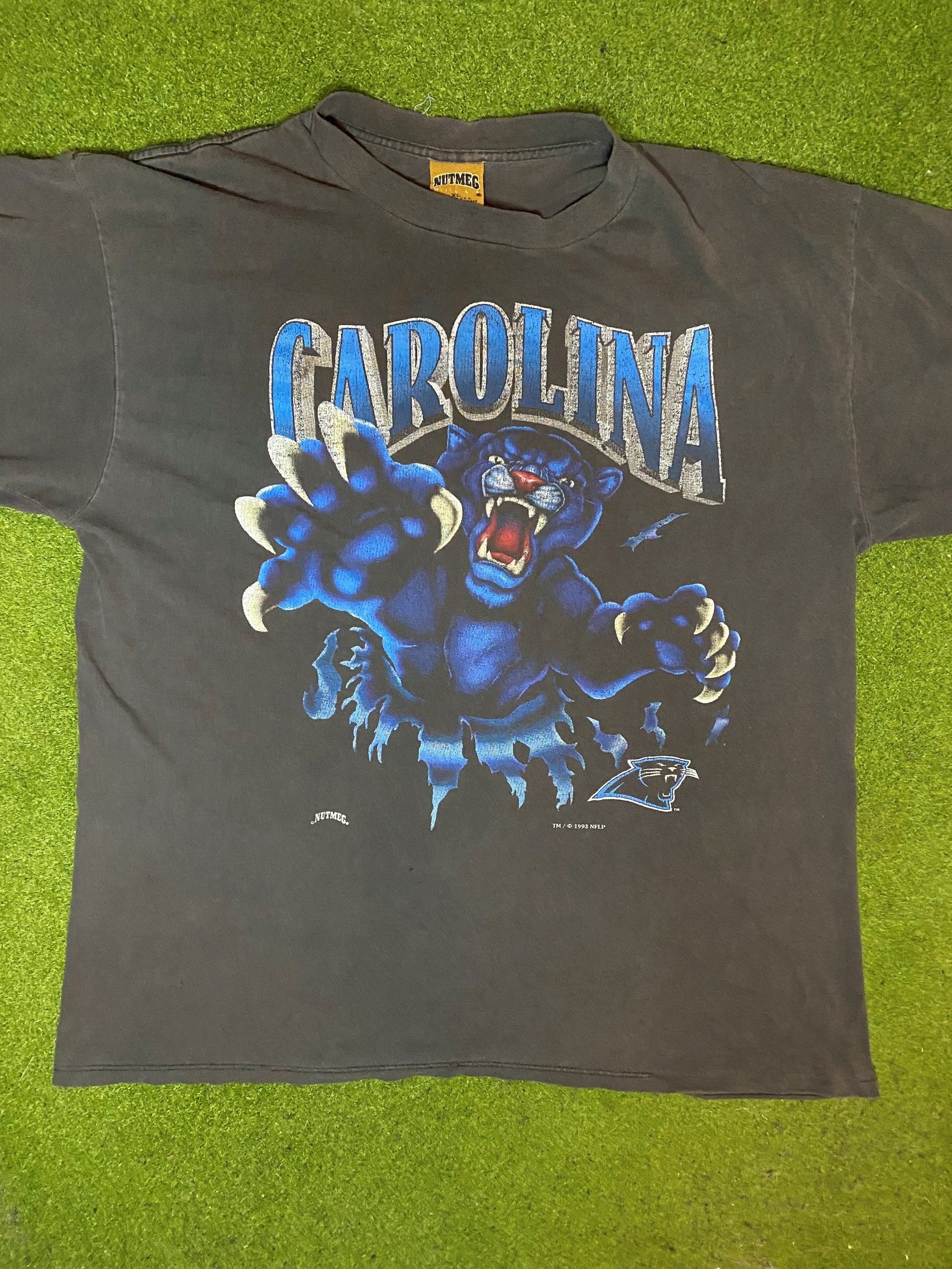 1993 Carolina Panthers - Break Thru Double Sided - Vintage NFL T-Shirt (XL)