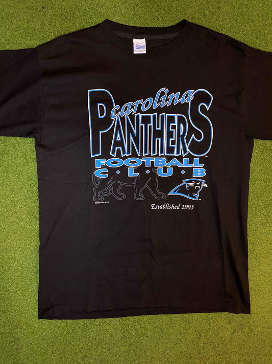 1993 Carolina Panthers - Football Club - Vintage NFL T-Shirt (Large) Gametime Vintage