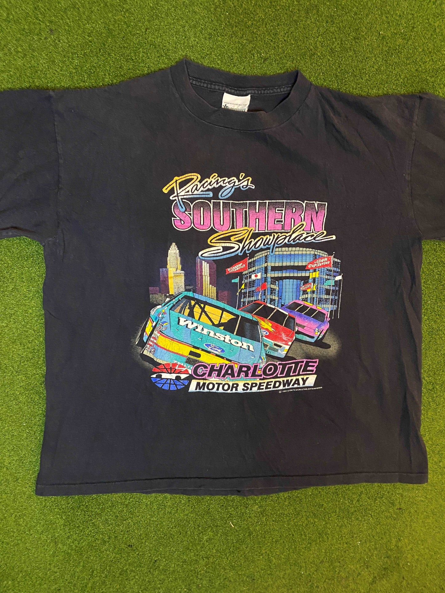 1993 Charlotte Motor Speedway - Racings Southern Showplace - Vintage NASCAR T-Shirt (XL)