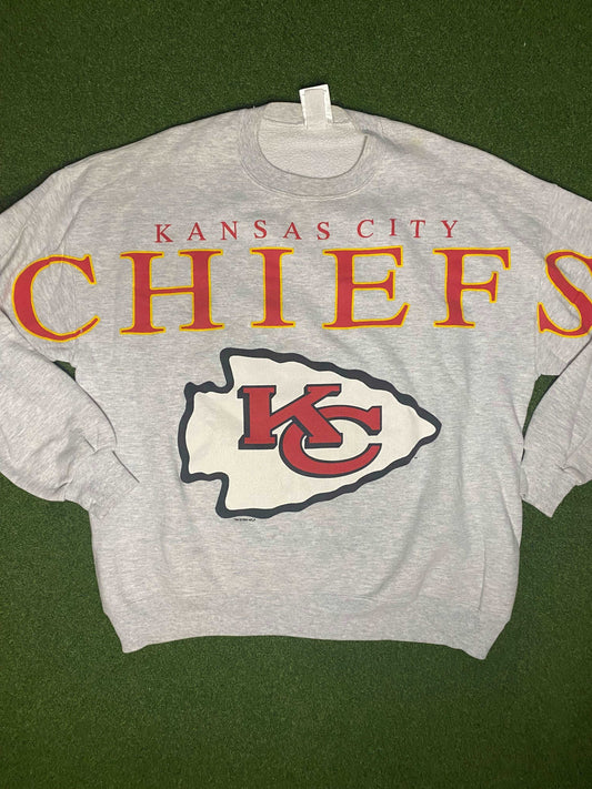 1993 Kansas City Chiefs - Print All Over - Vintage NFL Crewneck (Large)