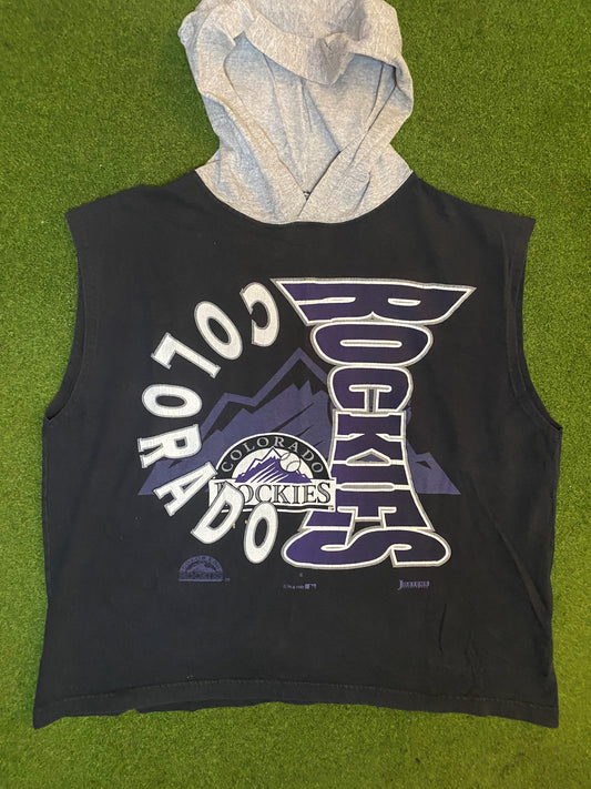 1993 Colorado Rockies - Vintage MLB Cutoff Hoodie (XL)