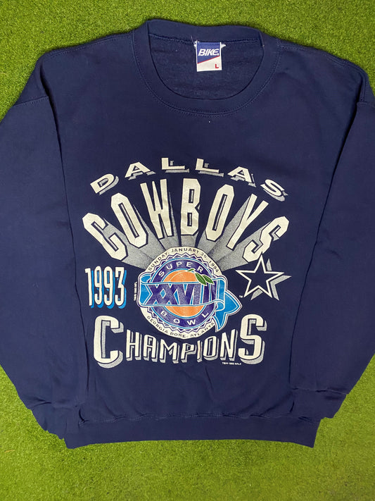 1993 Dallas Cowboys - Super Bowl XXVIII Champions - Vintage NFL Sweatshirt (Large) Gametime Vintage