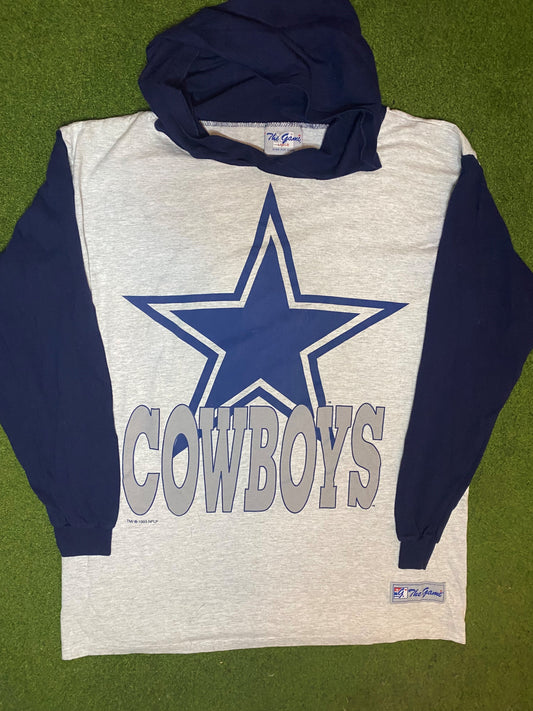 1993 Dallas Cowboys - Vintage NFL Long Sleeve Hoodie (Large) Gametime Vintage