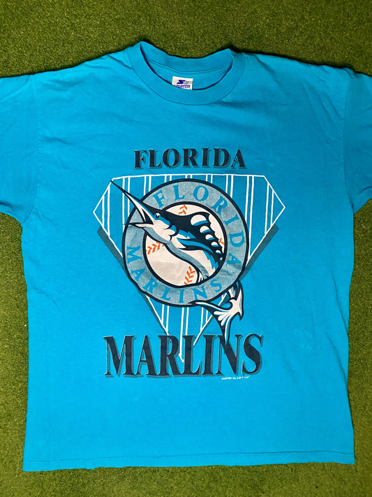 1993 Florida Marlins - Vintage MLB Tee (Large) - Gametime Vintage