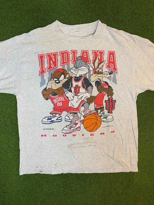 1993 Indiana Hoosiers - Looney Tunes Crossover - Vintage College Basketball T-Shirt (XL)