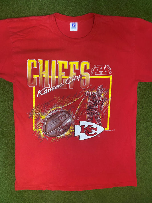 1993 Kansas City Chiefs - Vintage NFL T-Shirt (Large) Gametime Vintage