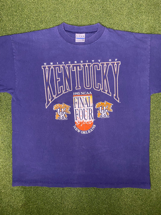 1993 Kentucky Wildcats - Final Four - Vintage College Basketball T Shirt (XL)