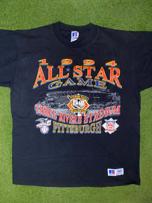 1994 All Star Game - Three Rivers Stadium - Vintage MLB T Shirt (Large)