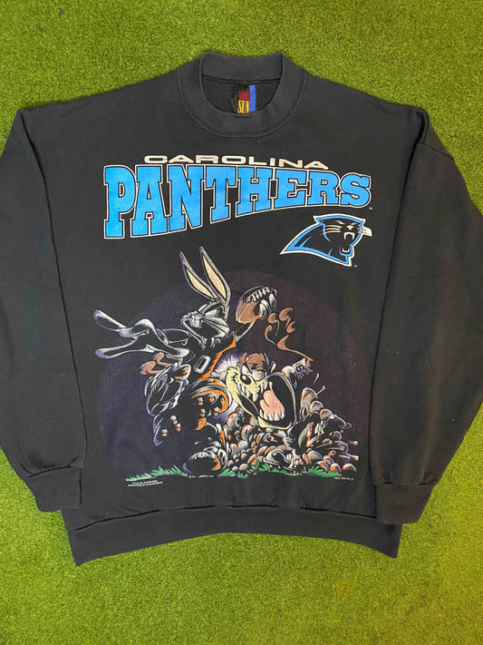 1994 Carolina Panthers - Looney Tunes Crossover - Vintage NFL Sweatshirt (XL) Gametime Vintage