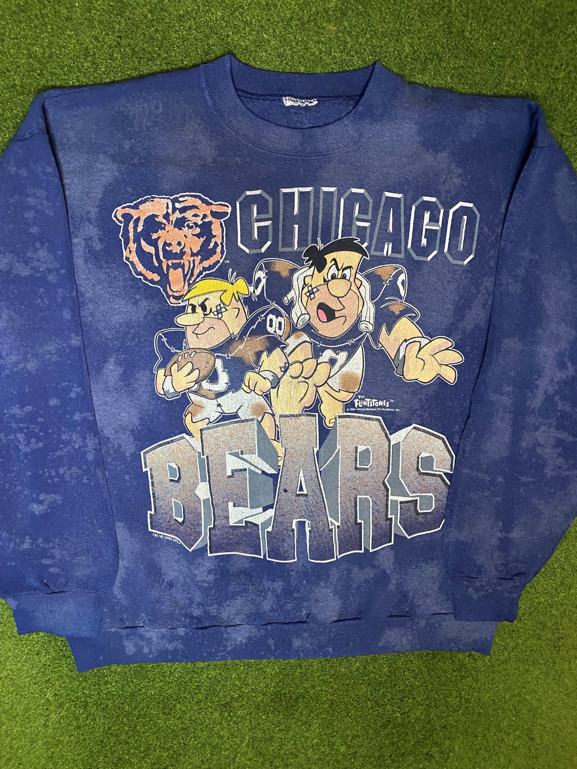 1994 Chicago Bears - Flintstones Crossover - Vintage NFL Sweatshirt (Large)