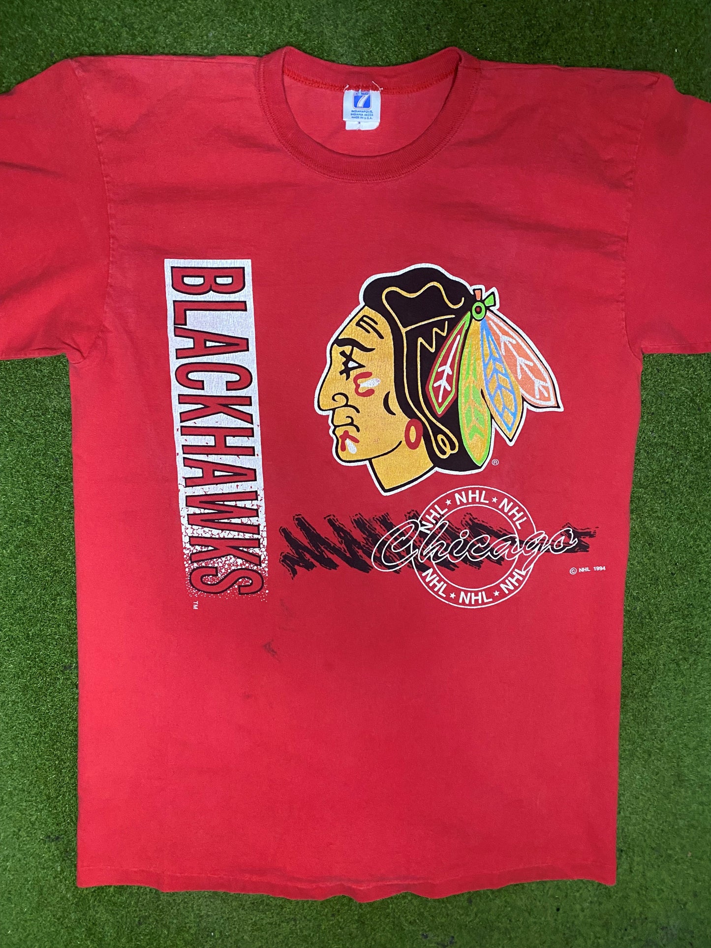 1994 Chicago Blackhawks - Vintage NHL T-Shirt (Large) Gametime Vintage