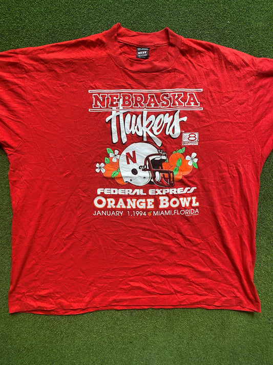 1994 Nebraska Cornhuskers - Fed Ex Orange Bowl - Vintage College Football T-Shirt (3XL)