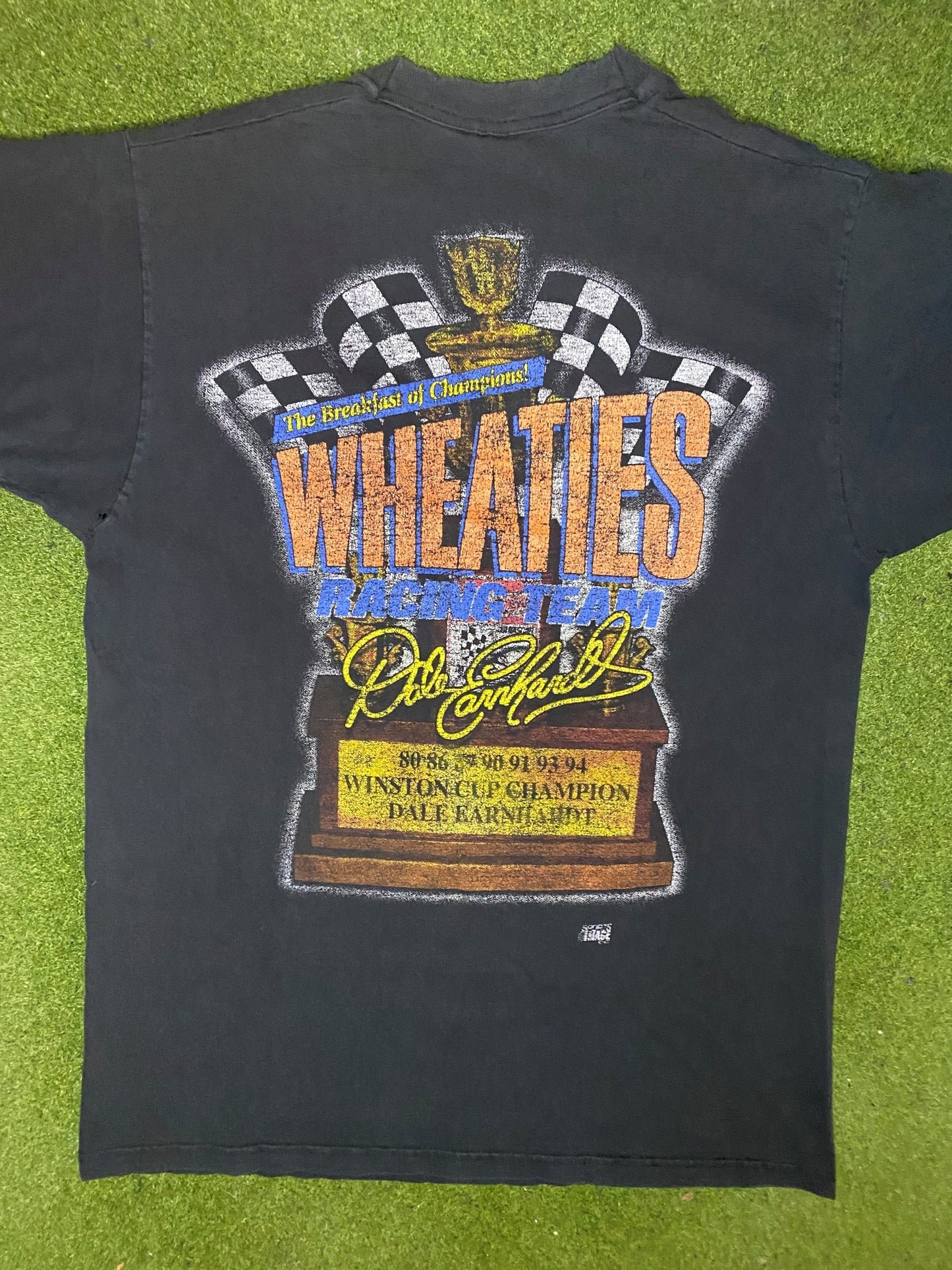 1994 Dale Earnhardt - 7x Champions - Wheaties - Vintage NASCAR T-Shirt (Large)