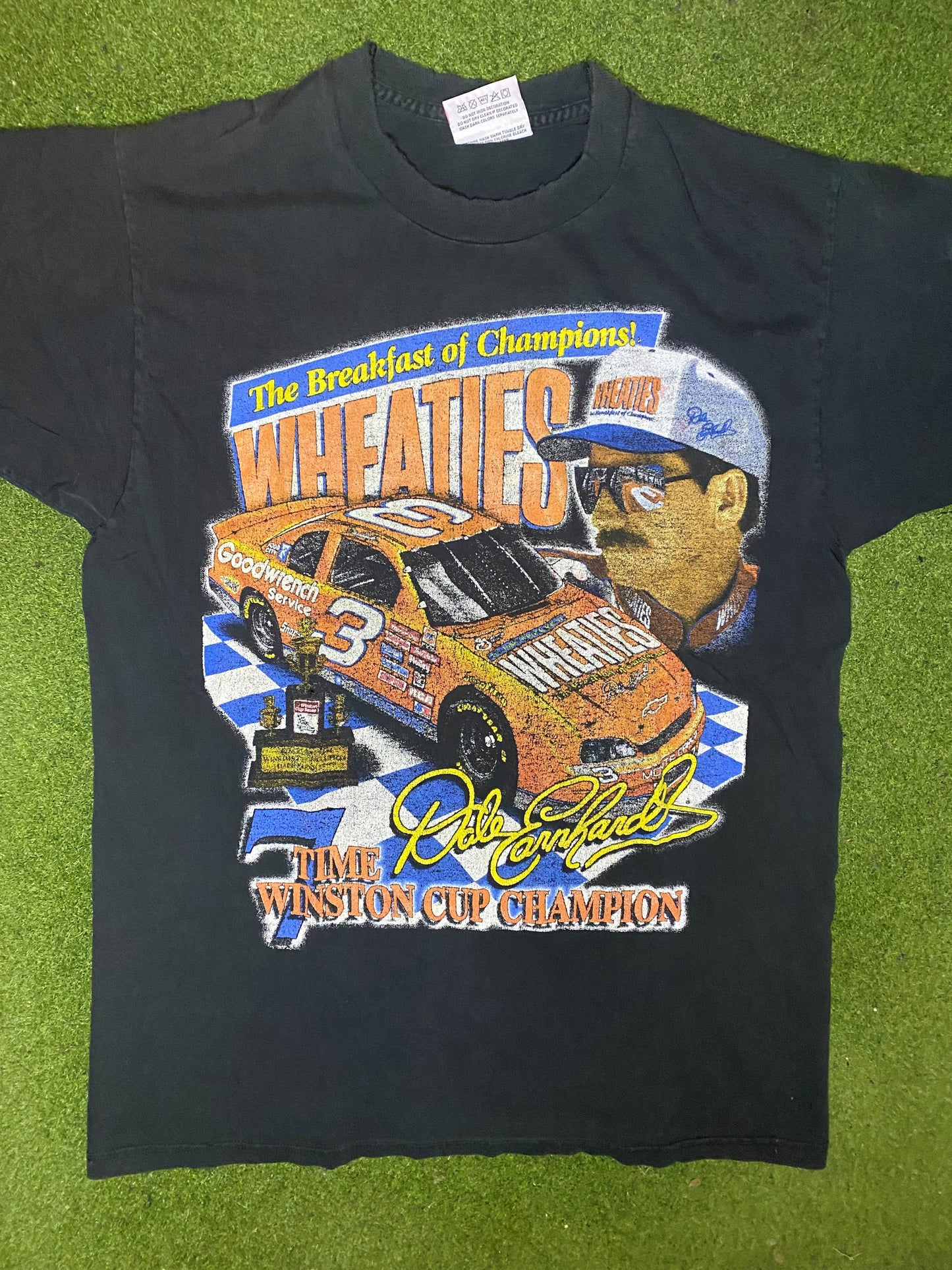 1994 Dale Earnhardt - 7x Champions - Wheaties - Vintage NASCAR T-Shirt (Large)