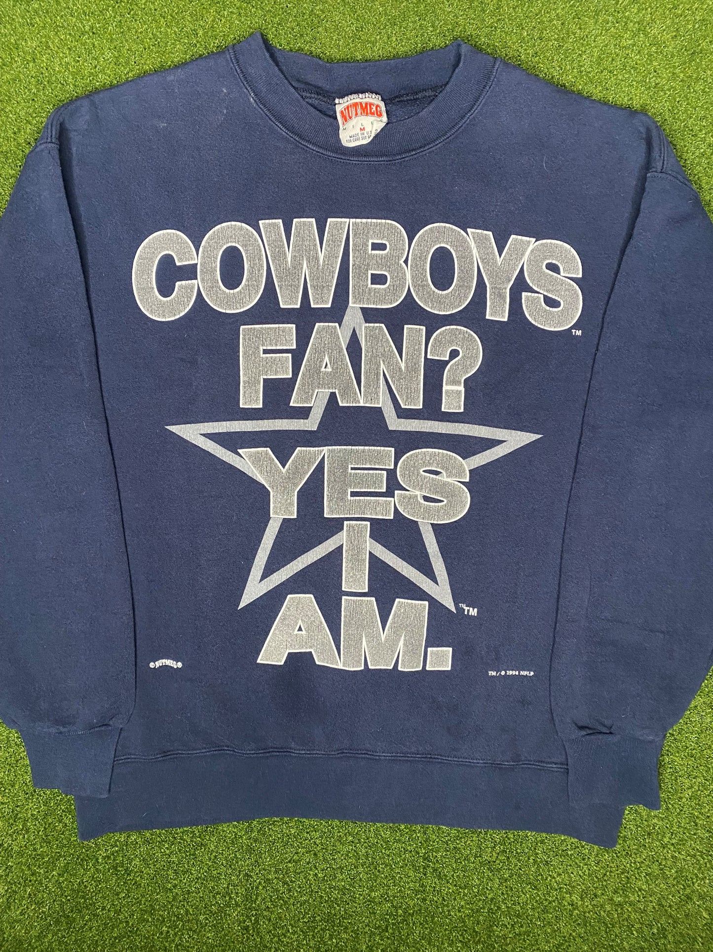 1994 Dallas Cowboys - Fan? Yes I Am - Vintage NFL Sweatshirt (Medium)