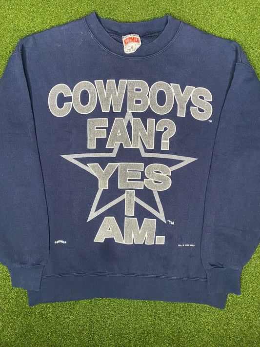 1994 Dallas Cowboys - Fan? Yes I Am - Vintage NFL Sweatshirt (Medium)