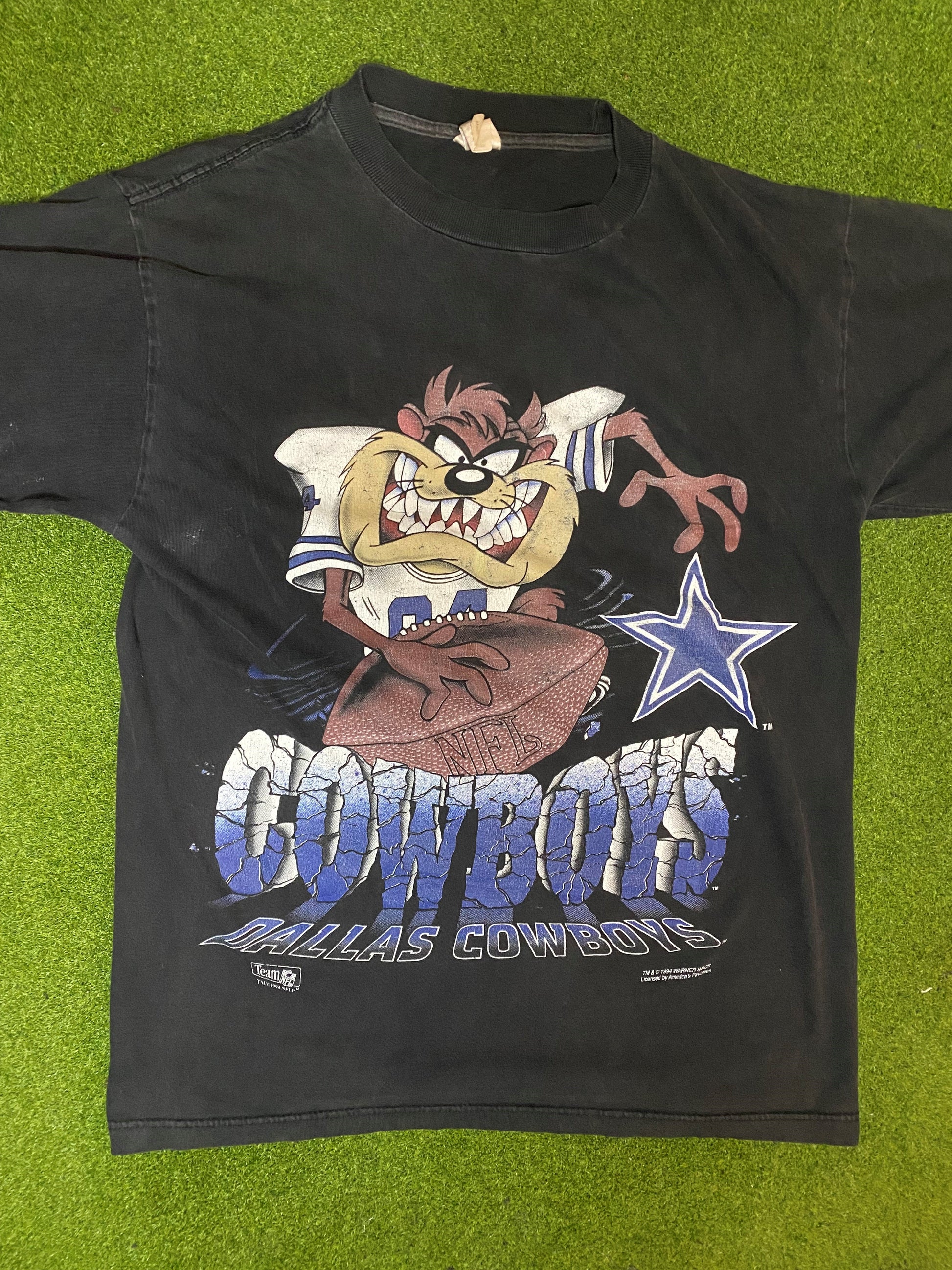 1994 Dallas Cowboys - Taz Crossover - Vintage NFL T-Shirt (Large)