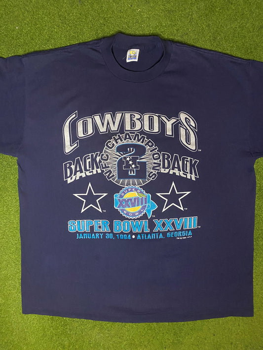 1994 Dallas Cowboys - Back 2 Back - Vintage NFL T Shirt (3XL)