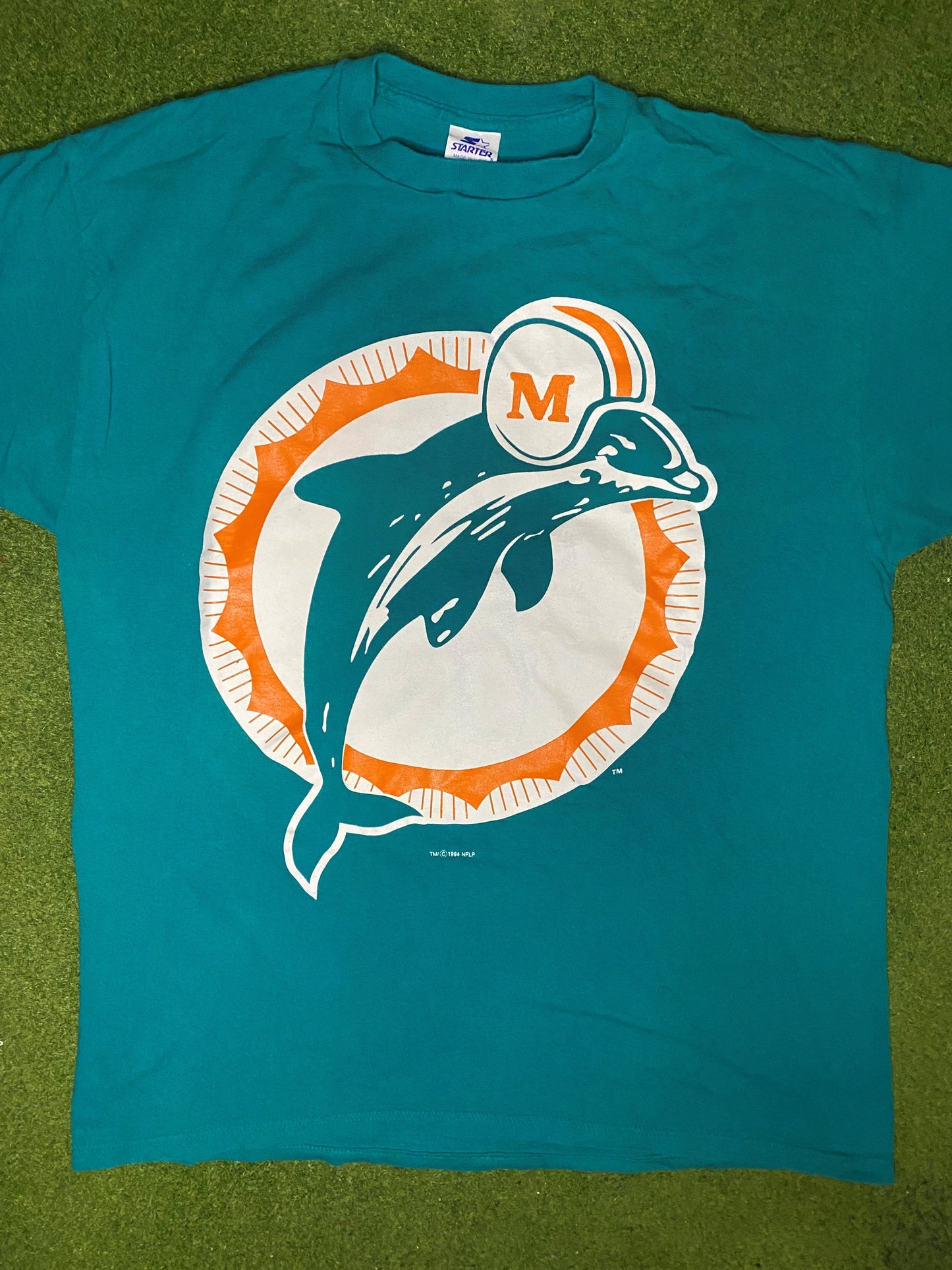 1994 Miami Dolphins - Big Logo Double Sided - Vintage NFL T Shirt (XL) - Gametime Vintage