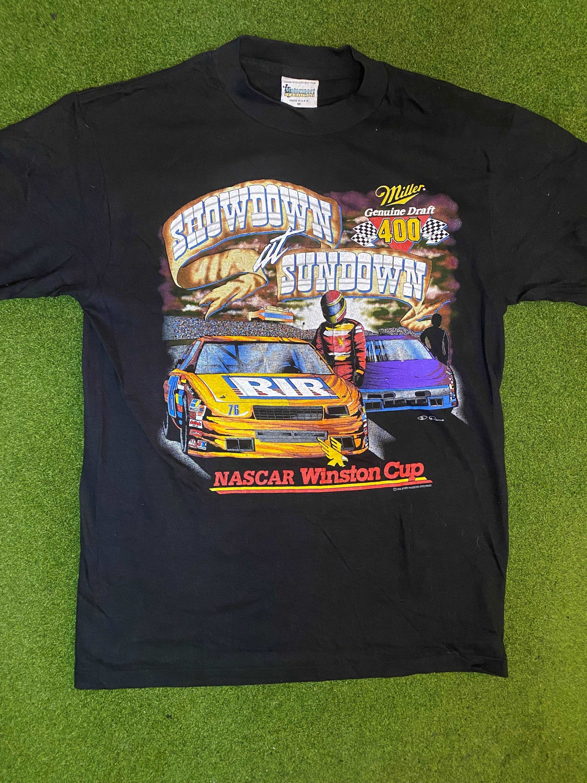 1994 Miller Genuine Draft 400 - Richmond Raceway - Double Sided - Vintage NASCAR T-Shirt (Medium)