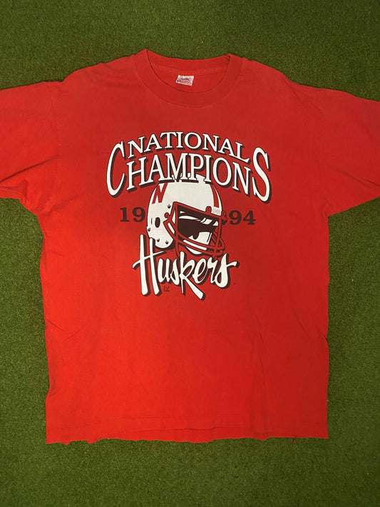 1994 Nebraska Cornhuskers - National Champions - Vintage College Football Tee Shirt (XL)