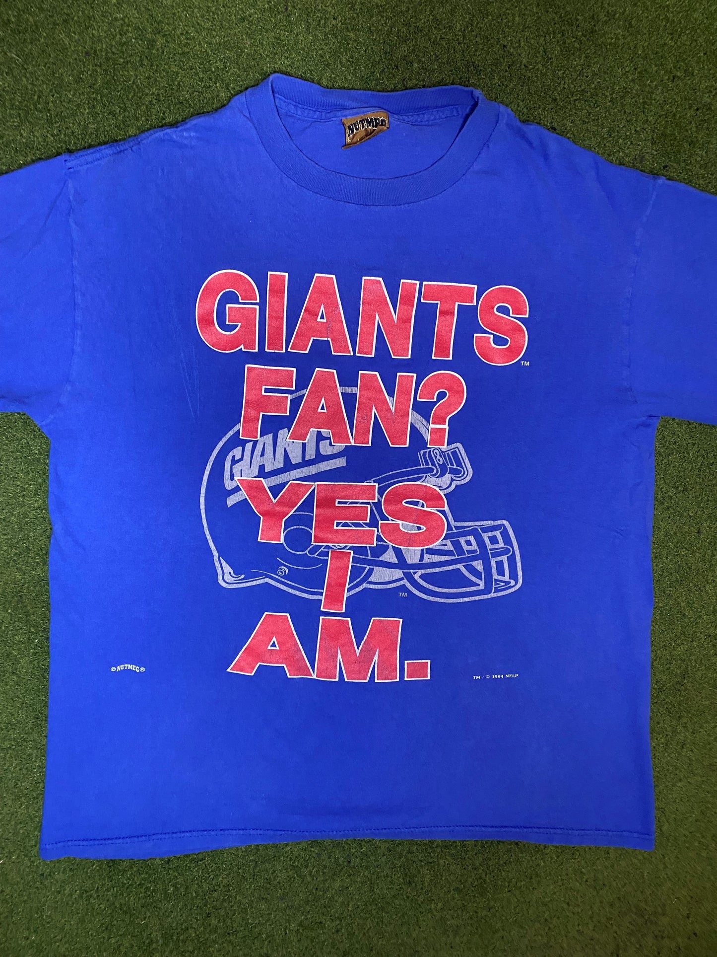 1994 New York Giants - Giatns Fan Yes I Am - Vintage NFL T-Shirt (XL)