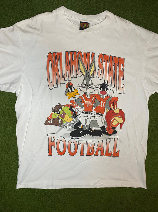 1994 Oklahoma State Cowboys - Looney Tunes Crossover - Vintage College Football T-Shirt (XL)