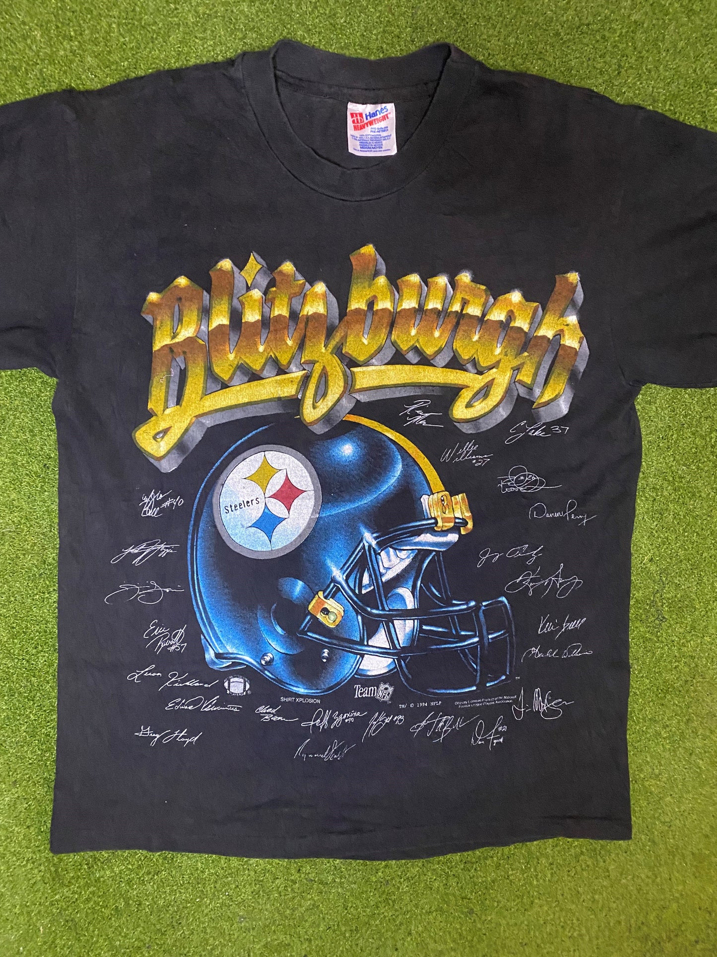 1994 Pittsburgh Steelers - Blitzburgh - Vintage NFL T-Shirt (Medium)