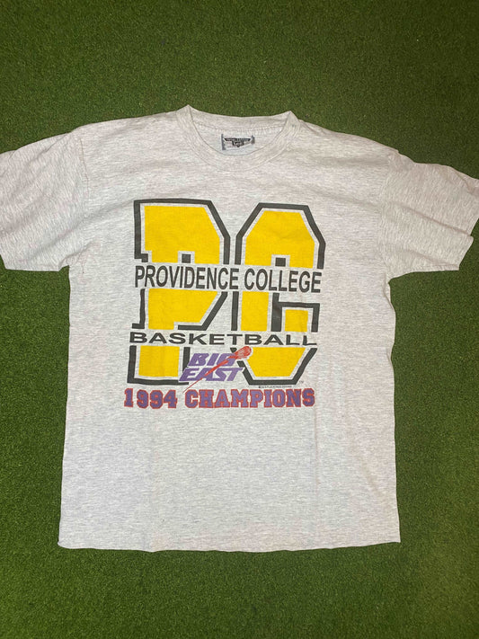 1994 Providence Friars - Big East Champions - Vintage College Basketball Tee Shirt (Medium) - Gametime Vintage