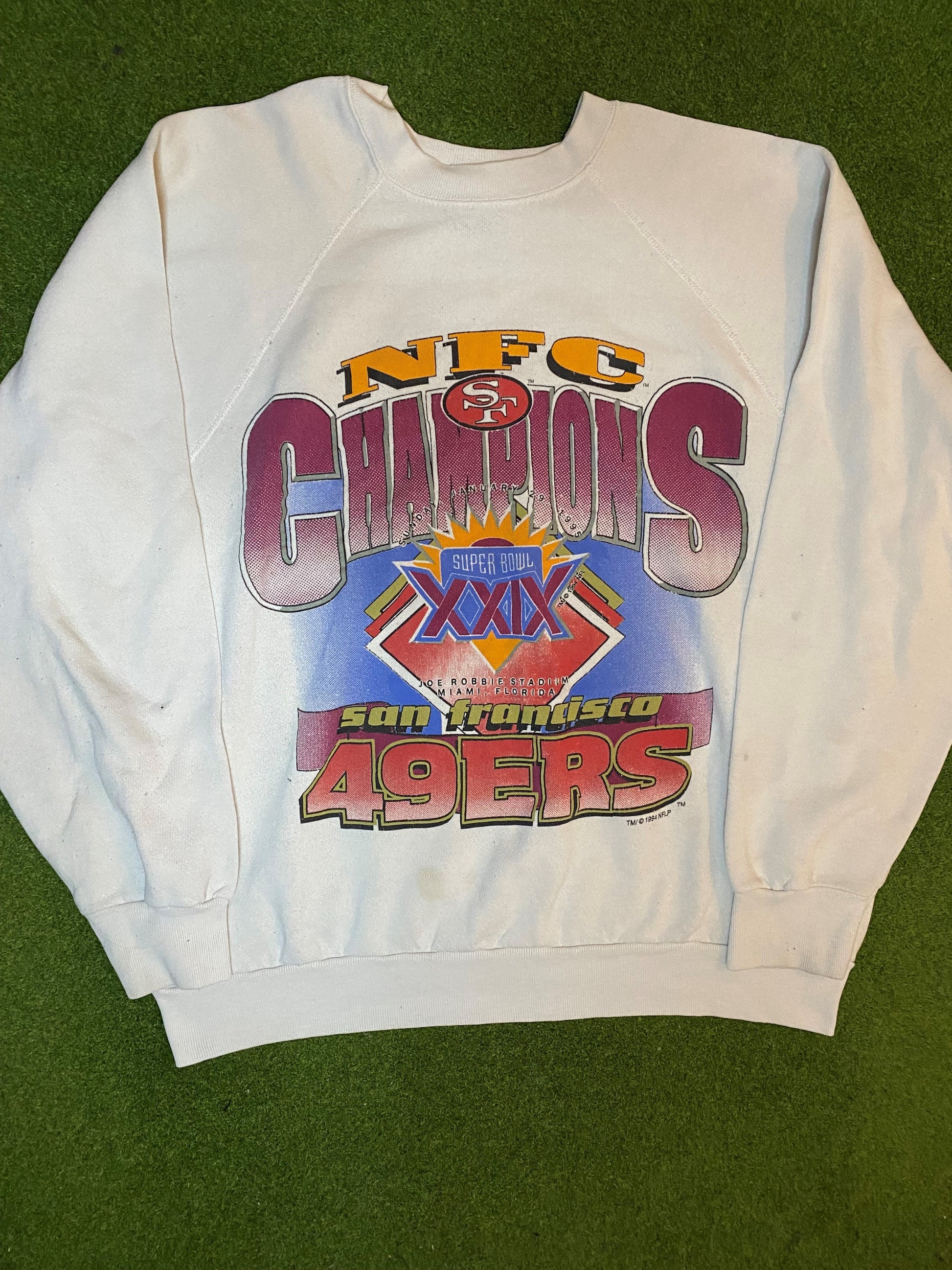 1994 San Francisco 49ers - Super Bowl XXIX - Vintage NFL Crewneck Sweatshirt (XL)