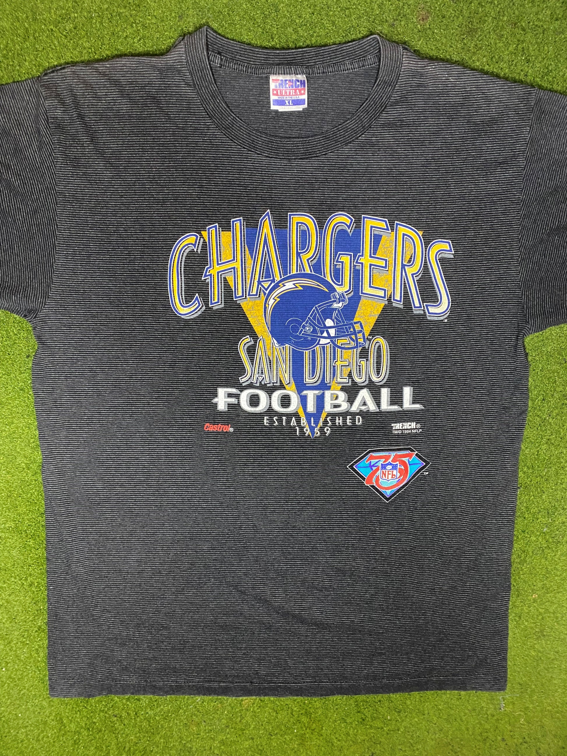 1994 San Diego Chargers - 75th Anniversary - Vintage NFL T-Shirt (XL)