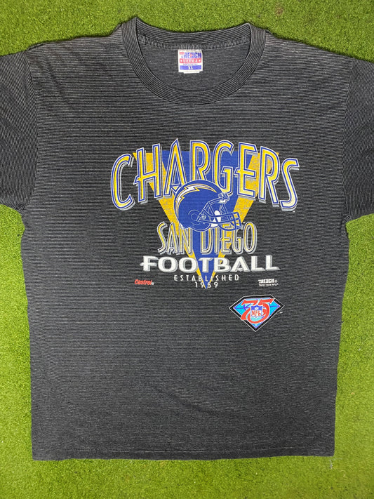 1994 San Diego Chargers - 75th Anniversary - Vintage NFL T-Shirt (XL) Gametime Vintage