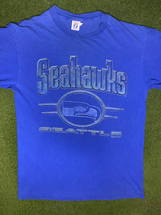 1994 Seattle Seahawks - Vintage NFL T-Shirt (Large) Gametime Vintage