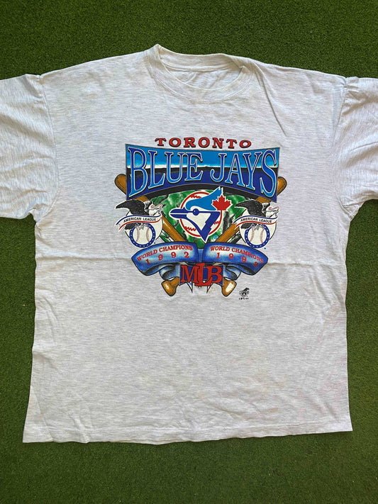 1994 Toronto Blue Jays - Back-to-Back Champions - Vintage MLB T-Shirt (XL) Gametime Vintage