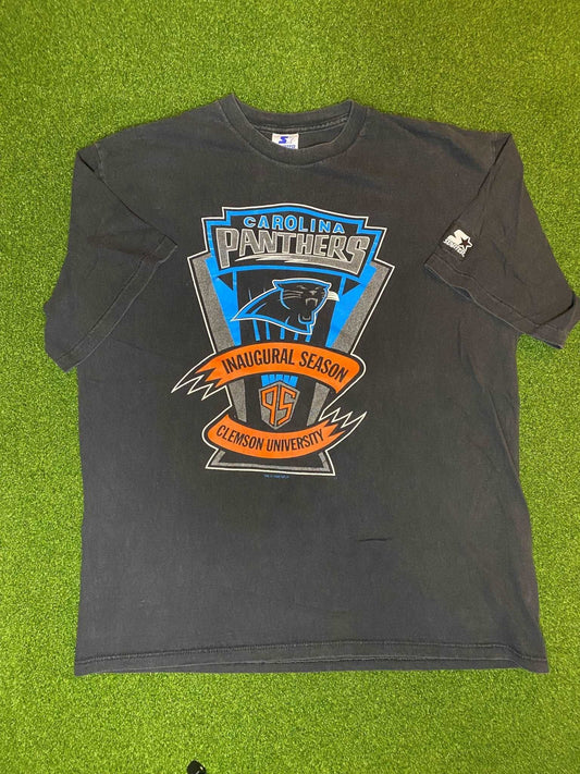 1995 Carolina Panthers - Inaugural Season - Double Sided Vintage NFL Tee Shirt (Large) - GAMETIME VINTAGE