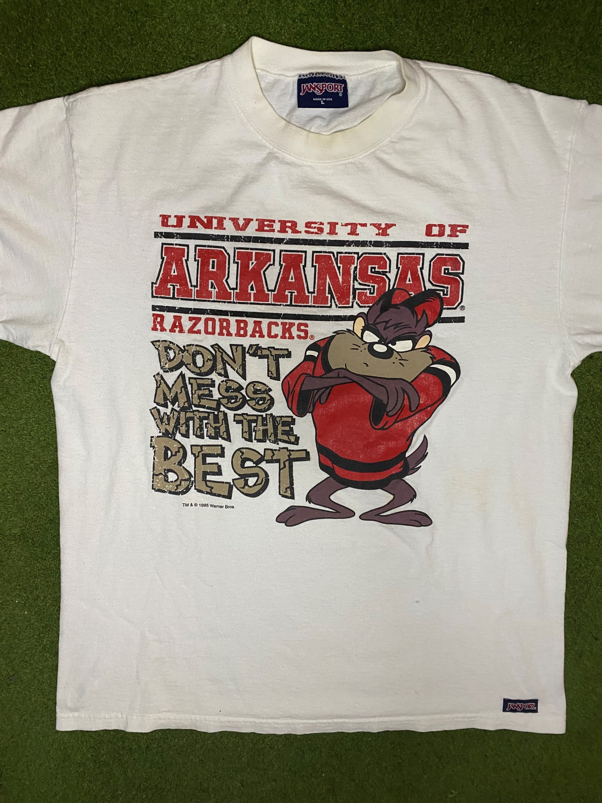 1995 Arkansas Razorbacks - Taz Crossover - Vintage College T-Shirt (Large) 