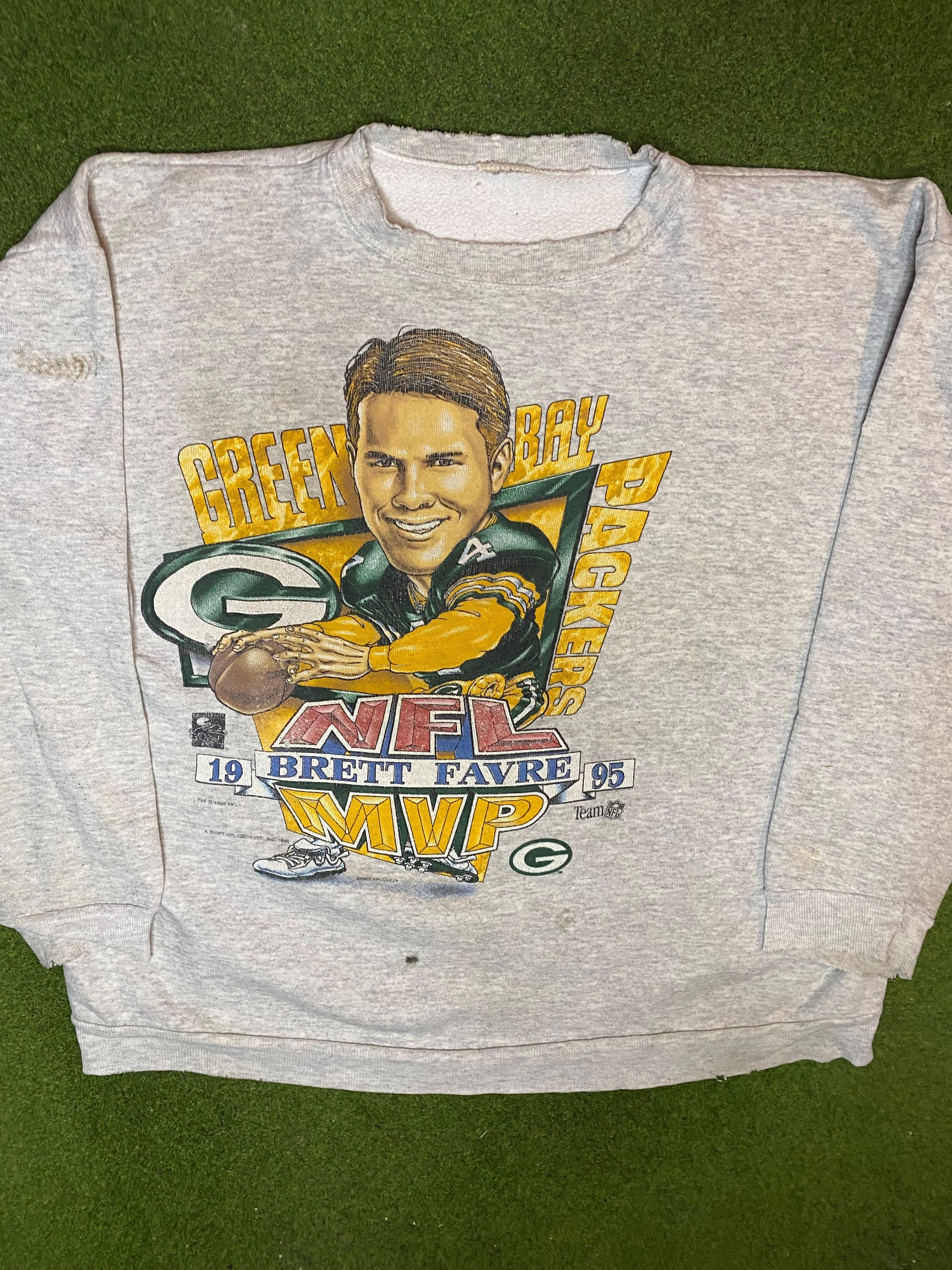 1995 Green Bay Packers - Brett Favre MVP - Vintage NFL Player Sweatshirt (XL)