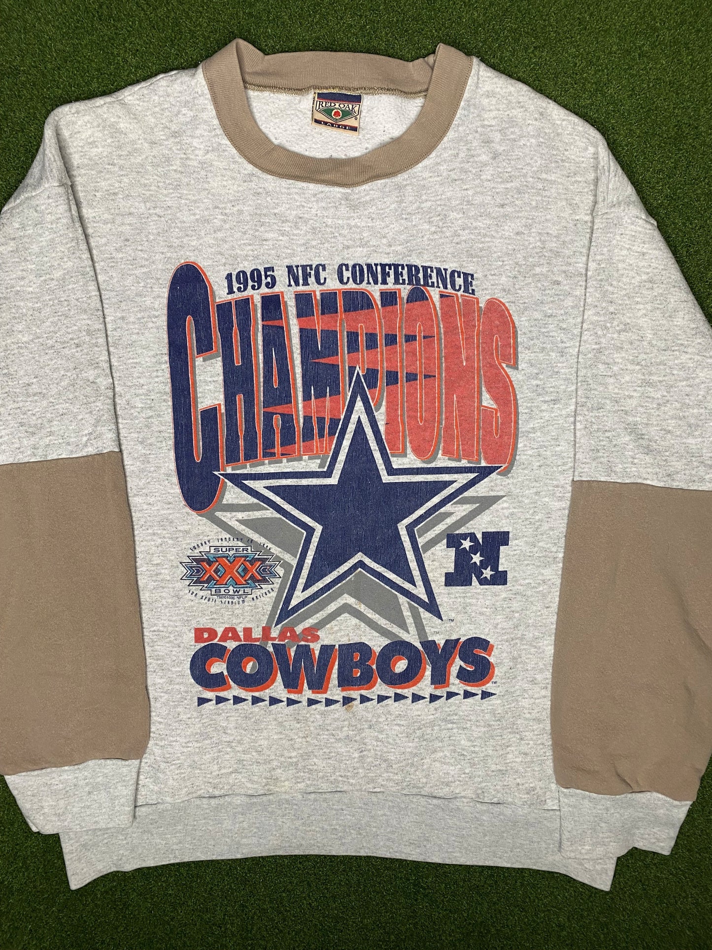 1995 Dallas Cowboys - NFC Champions - Vintage NFL Sweatshirt (Large)