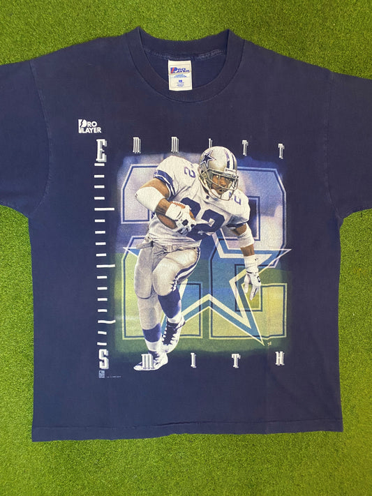 1995 Dallas Cowboys - Emmitt Smith - Vintage NFL Player T-Shirt (Large)