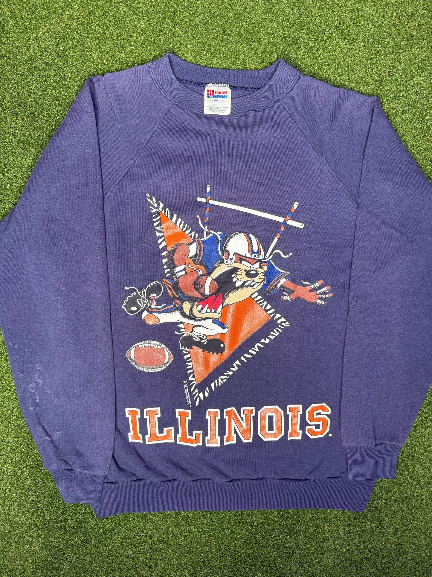 1995 Illinois Fighting Illini - Taz - Vintage College Sweatshirt (Large)