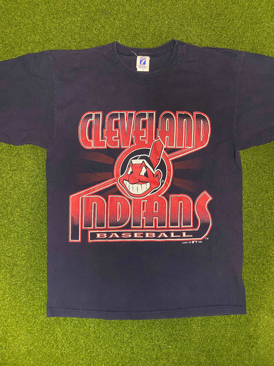 1995 Cleveland Indians - Big Logo - Vintage MLB Tee Shirt (Medium) - Gametime Vintage